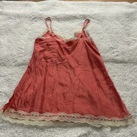 Old Navy Vintage 100% Silk Slip On Lace Lingerie Women’s Peach Embroidered Flora - Picture 2 of 8